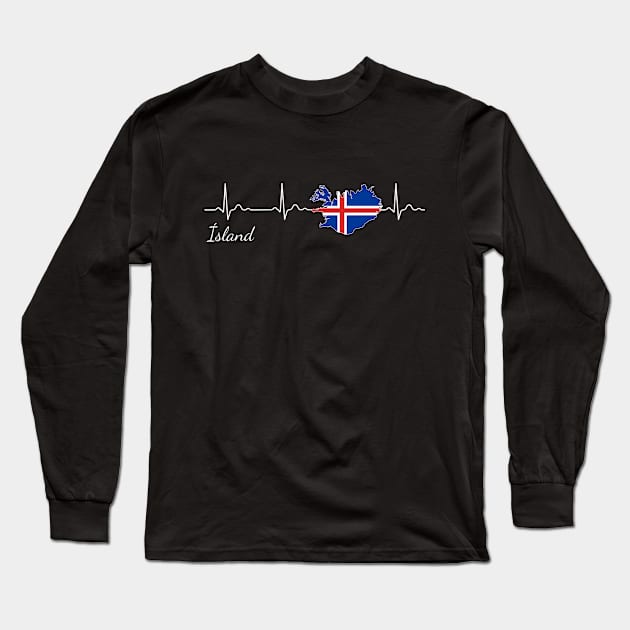 Iceland Ísland heartbeat flag Long Sleeve T-Shirt by JeZeDe